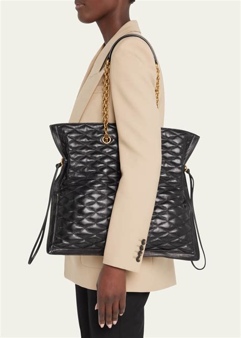 Saint Laurent Pochon Drawstring Tote Bag in Quilted .